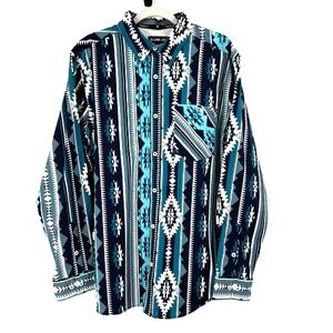 NEW RANK 45 Men's Dakar Exploded Southwestern Performance Shirt Large Stretch